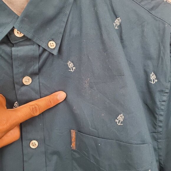 Ben Sherman Palm Tree Shirt Slim Pocket Button Down Short Sleeve Stretch Mens XL - Picture 3 of 10